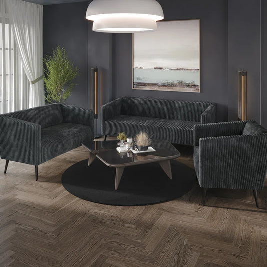 Luxury Sofa Sets: 3-Piece Velvet Sofa Set with Chair, Loveseat & Sofa in Stylish Vertical Design