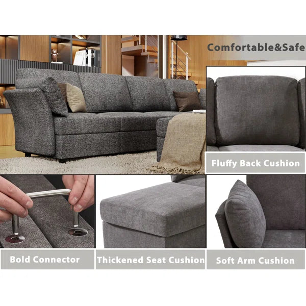 Sectional Sofa- 3 Seater Sofa Couch for Living Room
