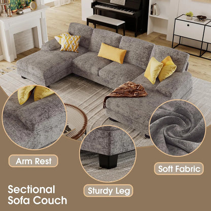 7 Seater Sofa Set: U Shaped Chenille Fabric Sectional Couch