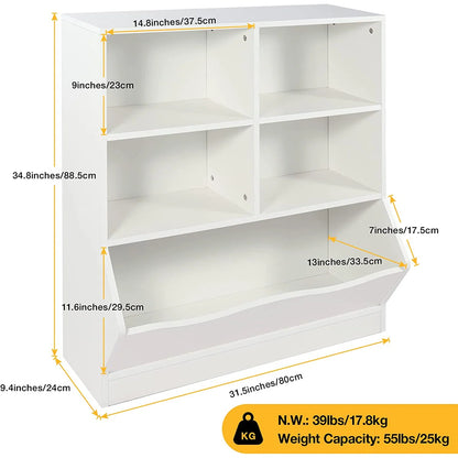Kids Toy Storage Unit: Multifunctional Organiser with Heart Cutouts & Bottom Bin