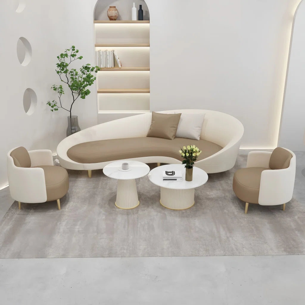 7 Seater Sofa Set: 5-Piece Faux Leather Living Room with Sofa Set
