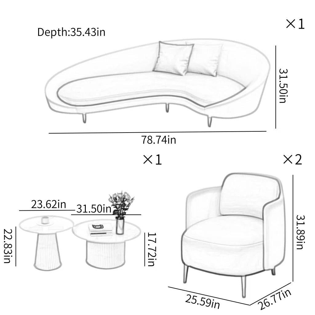 7 Seater Sofa Set: 5-Piece Faux Leather Living Room with Sofa Set
