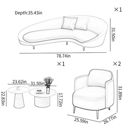 7 Seater Sofa Set: 5-Piece Faux Leather Living Room with Sofa Set