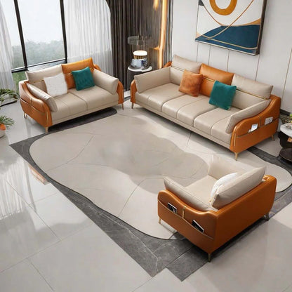 7 Seater Sofa Set: Simple Light Luxury Faux Leather Living Room