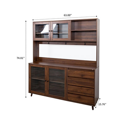 Microwave Stands: Stylish Sideboard Cabinet with Shelves, Space Drawers, and Glass Doors