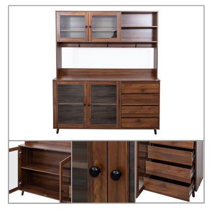 Microwave Stands: Stylish Sideboard Cabinet with Shelves, Space Drawers, and Glass Doors