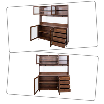 Microwave Stands: Stylish Sideboard Cabinet with Shelves, Space Drawers, and Glass Doors