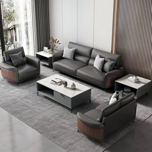7 Seater Sofa Set: Simple Solid Wood Sofa Combination for Timeless Living Room Style