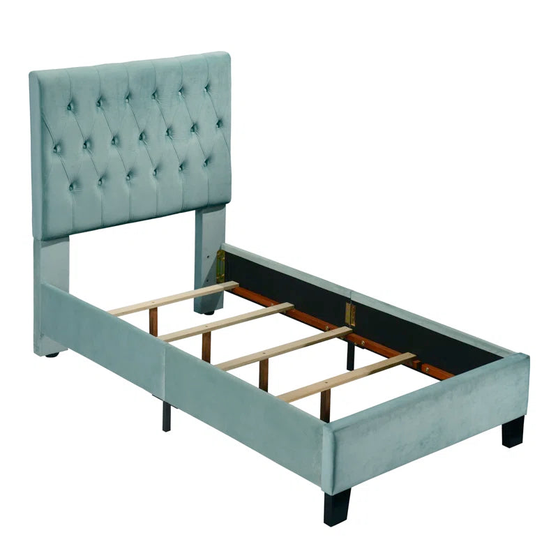Single Bed: Light Blue Modern Bed