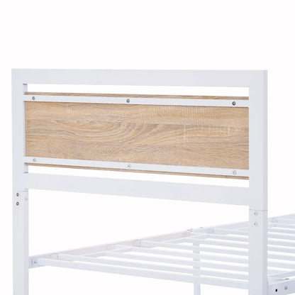 Single Bed: Metal And Wood Frame Bed