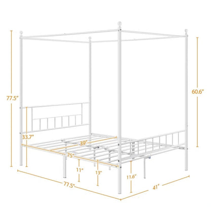 Single Bed: Metal Poster Bed