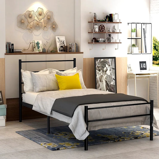Single Bed: Modular Black Metal Bed