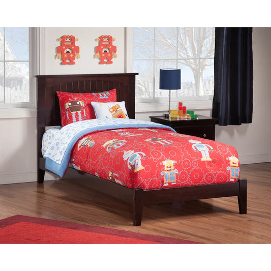 Single Bed: Solid Wood Bed Brown