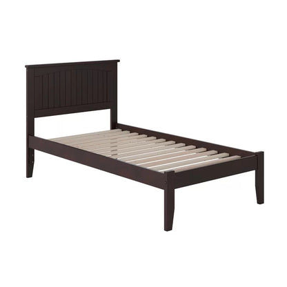 Single Bed: Solid Wood Bed Brown