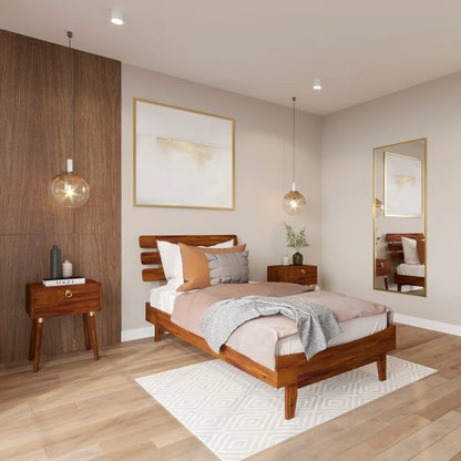 Single Bed: Solid Wood Bed Frame