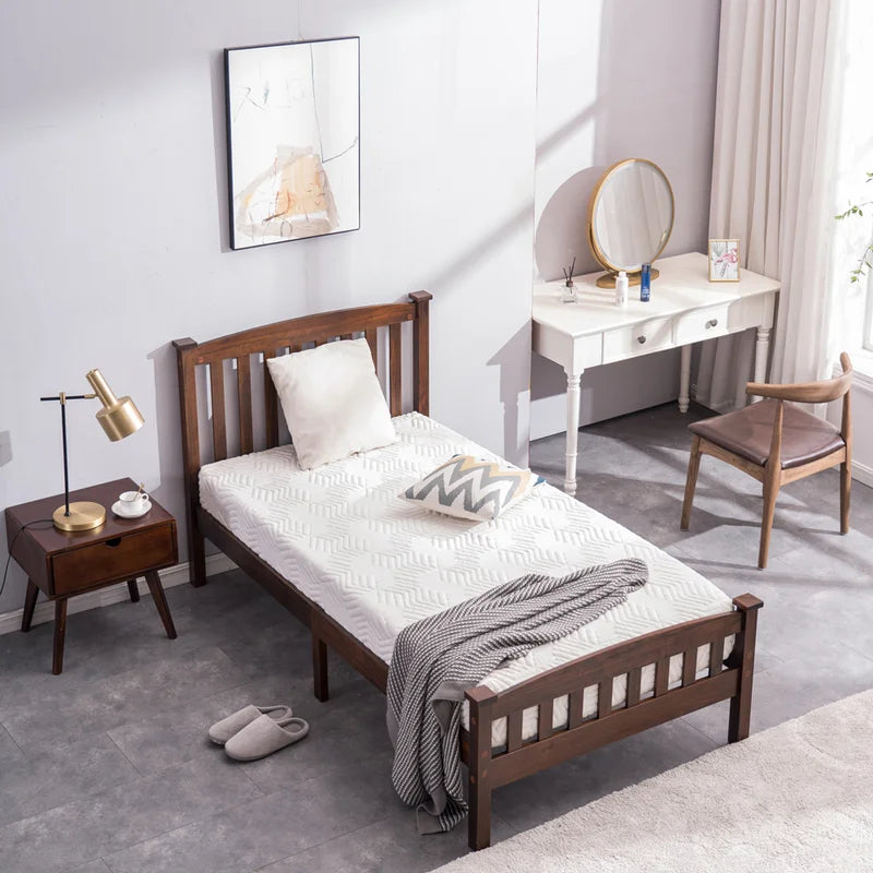 Single Bed: Solid Wood Platform Bed