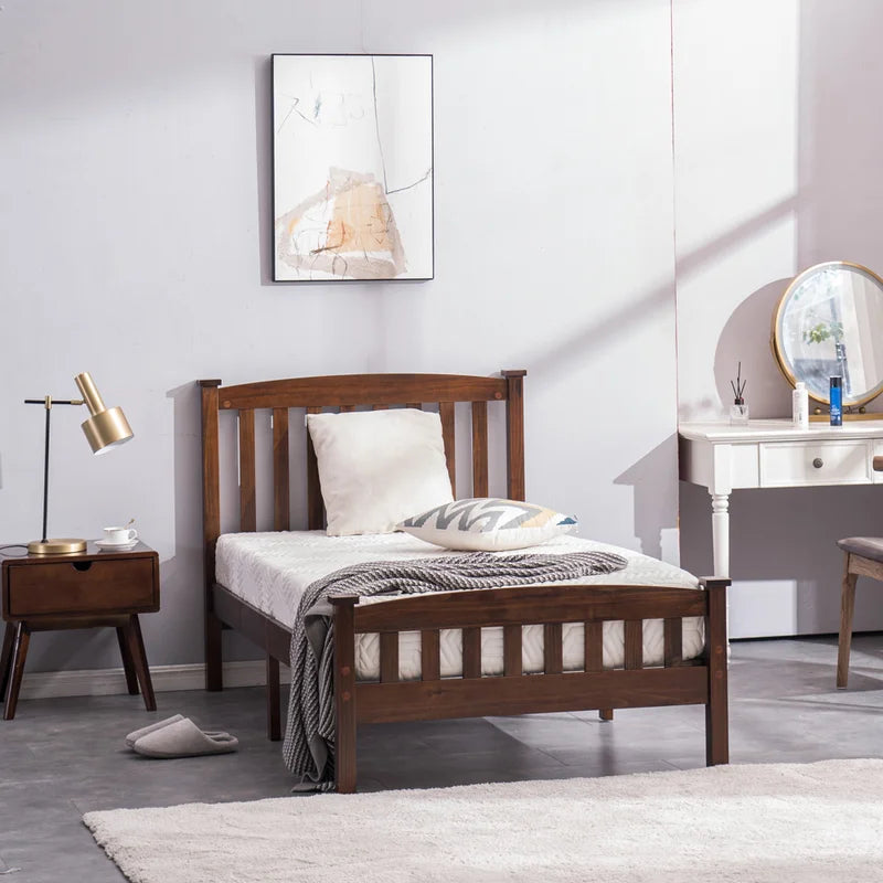 Single Bed: Solid Wood Platform Bed