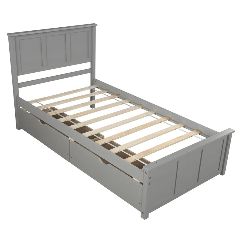 Single Bed: Solid Wood Storage Bed