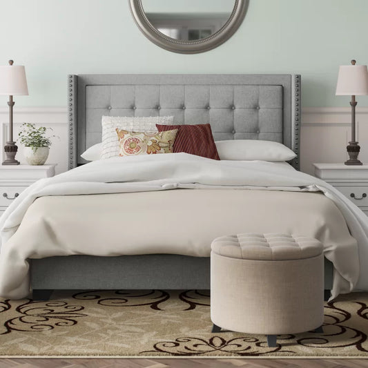 Single Bed: Upholstered Bed Gray