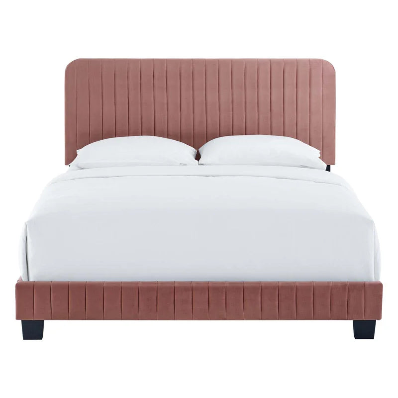 Single Bed: Upholstered Bed Rose Color