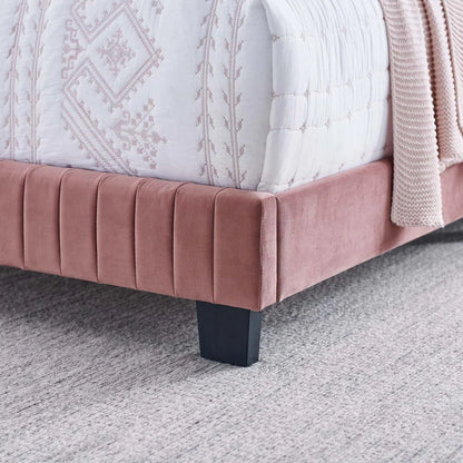 Single Bed: Upholstered Bed Rose Color