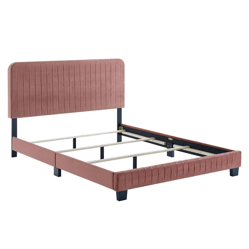 Single Bed: Upholstered Bed Rose Color