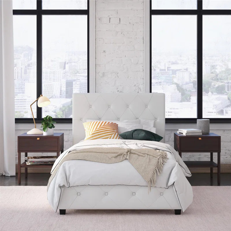 Single Bed: Upholstered Bed White