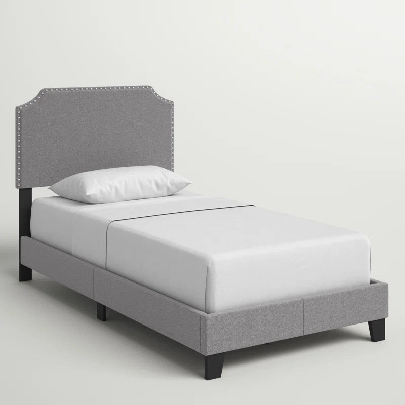 Single Bed: Upholstered Modern Bed Gray