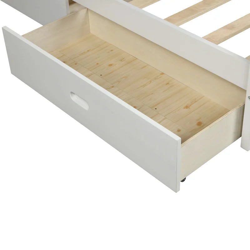 Single Bed: Wood Platform Bed with Two Drawers