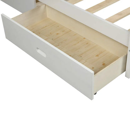 Single Bed: Wood Platform Bed with Two Drawers