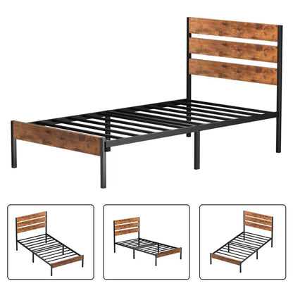 Single Bed: Wooden Bed Brown
