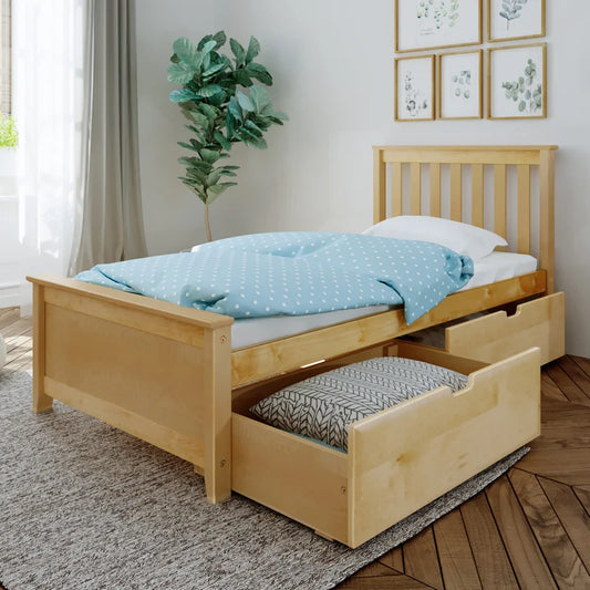 Single Bed: Wooden Bed with Drawers
