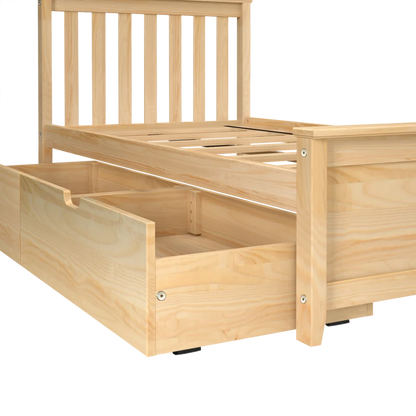 Single Bed: Wooden Bed with Drawers