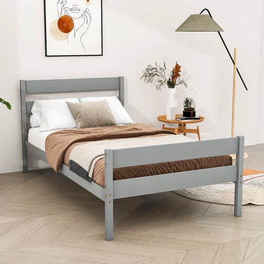 Single Bed: Wooden Platform Bed Without Storage