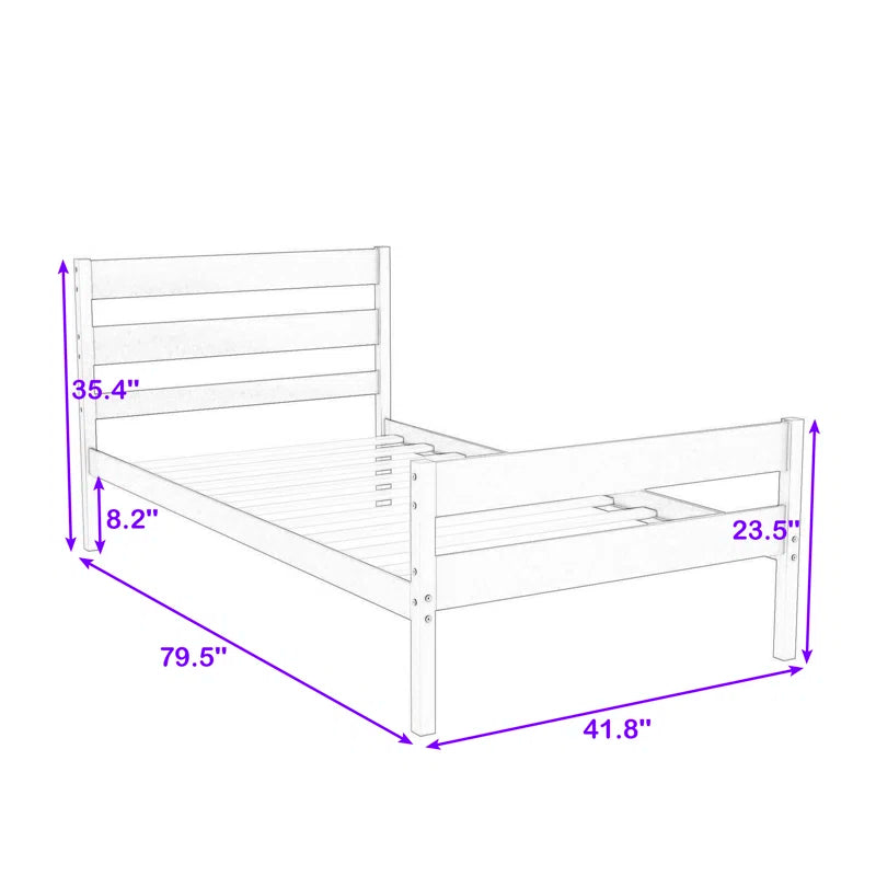 Single Bed: Wooden Platform Bed Without Storage