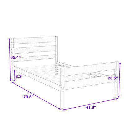 Single Bed: Wooden Platform Bed Without Storage