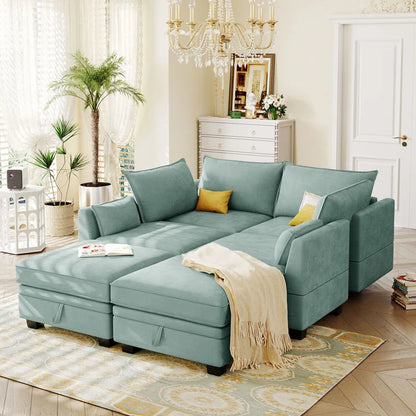 Sofa Bed: 115'' Upholstered L Shape Sofa Cum Bed