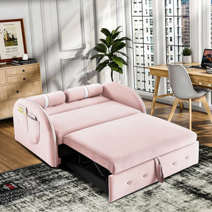 Sofa Bed: 55.5'' Upholstered Sleeper Sofa Cum Bed