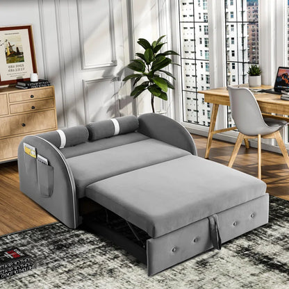 Sofa Bed: 55.5'' Upholstered Sleeper Sofa Cum Bed