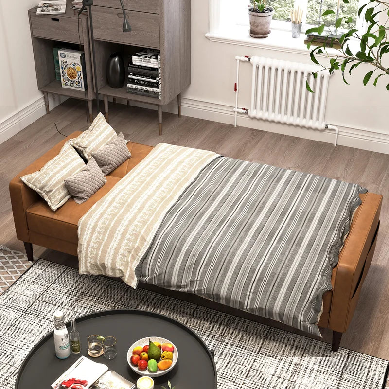 Sofa Bed: 79.4'' Leather Sofa Cum Bed