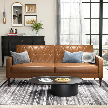 Sofa Bed: 79.4'' Leather Sofa Cum Bed