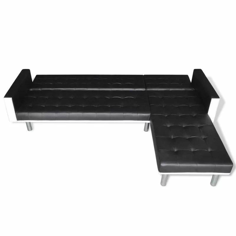 Sofa Bed: 85.8'' Vegan Leather L Shape Sofa Cum Bed