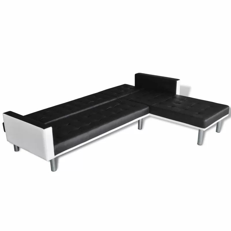 Sofa Bed: 85.8'' Vegan Leather L Shape Sofa Cum Bed
