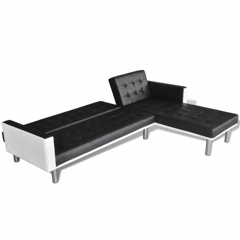 Sofa Bed: 85.8'' Vegan Leather L Shape Sofa Cum Bed