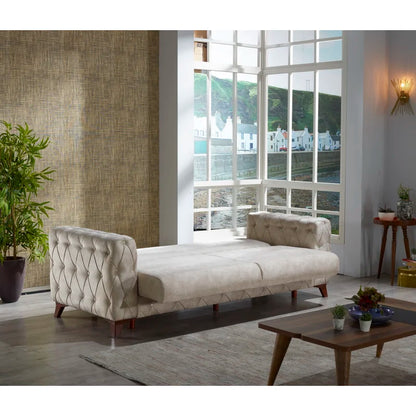 Sofa Bed: 90'' Upholstered Cushion Back Sofa Cum Bed