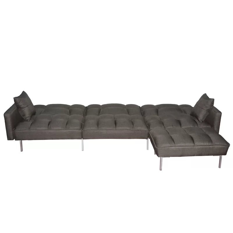 Sofa Bed: Brown Fabric L Shape Sofa Cum Bed