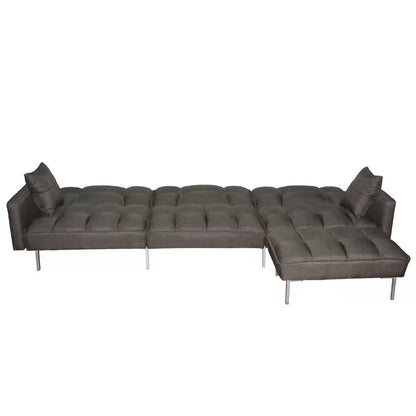 Sofa Bed: Brown Fabric L Shape Sofa Cum Bed