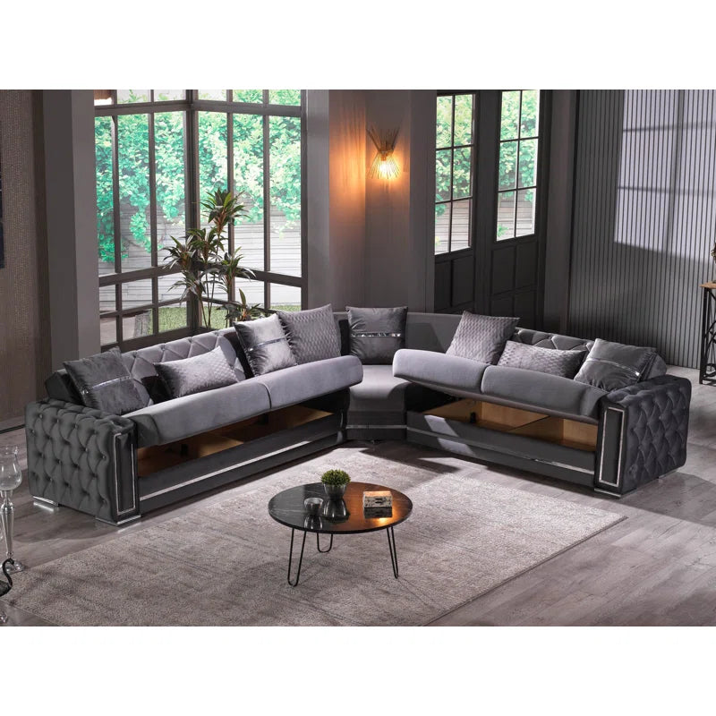 Sofa Bed: L Shape Sofa Cum Bed Black