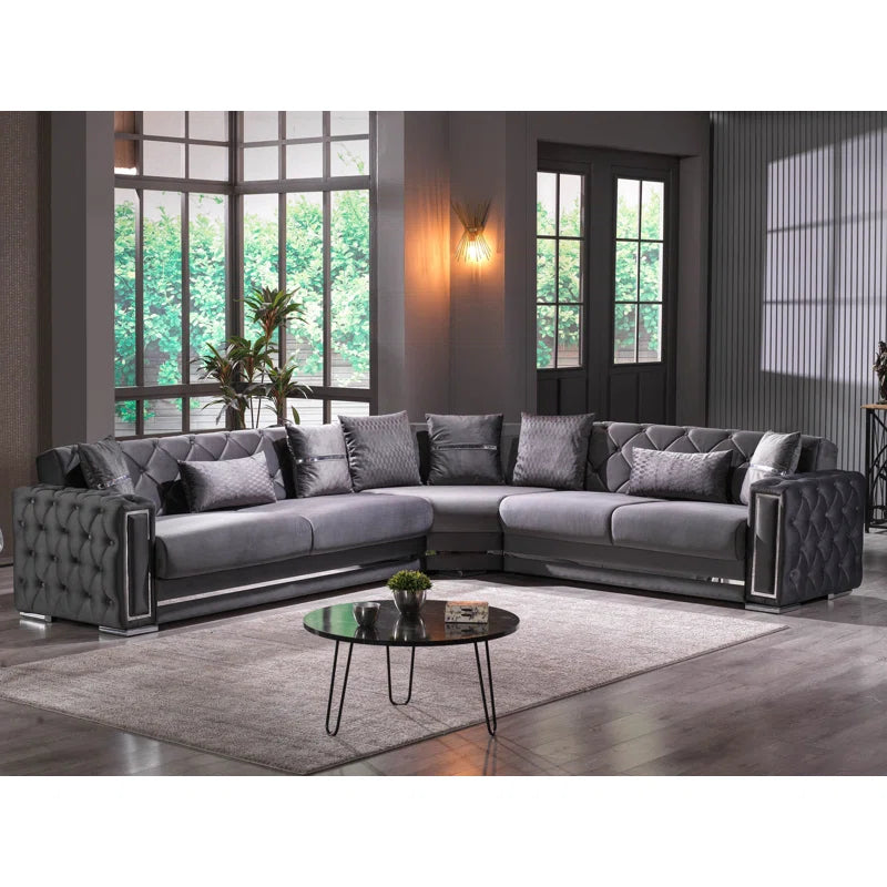 Sofa Bed: L Shape Sofa Cum Bed Black