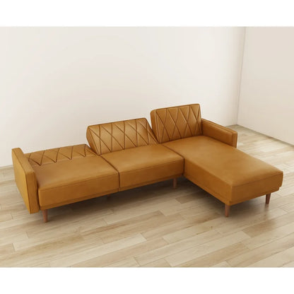 Sofa Bed: Leather Sectional L Shape Sofa Cum Bed